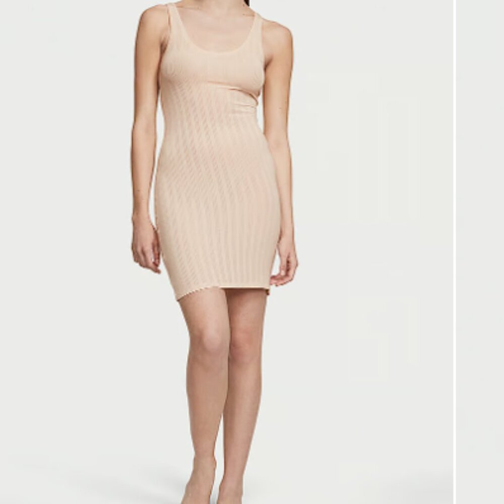 VICTORIA'S SECRET Luxe Modal Ribbed Slip / Nightgown Marzipan Sexy NWT